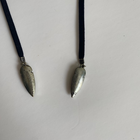 Black Boho Cord Necklace with Green Iridescent Pendant - Picture 3 of 4